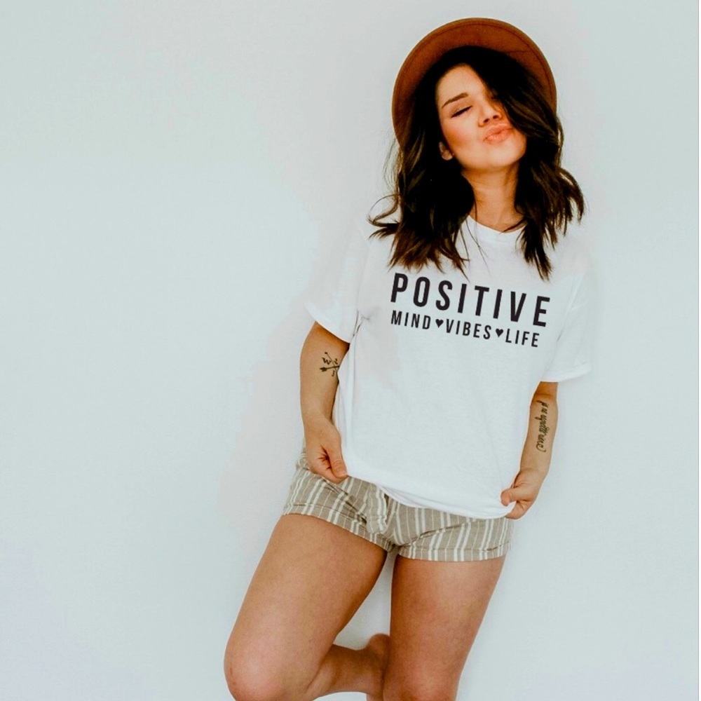 Positive Vibes Relaxed Graphic Tee Shirt S-5X